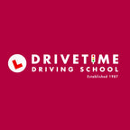 Drivetime Driving School logo on a red background