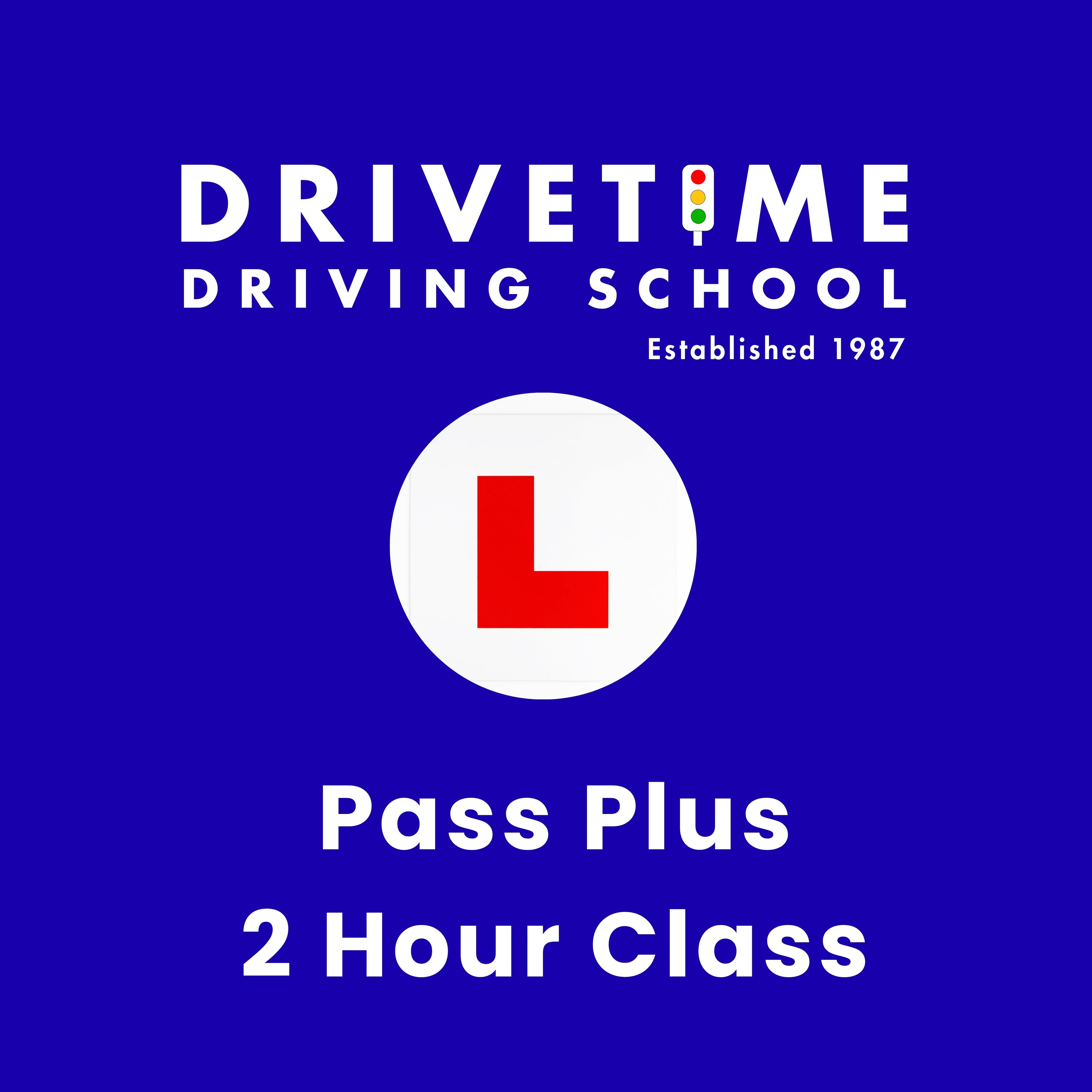 DRIVETIME Driving School logo with a red 'L' on a blue background